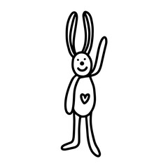 easter bunny rabbit in doodle style