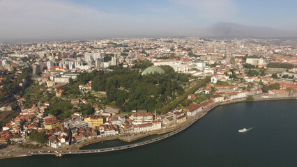 Fototapeta na wymiar Aerial photography City of Porto and River Douro In Portugal 