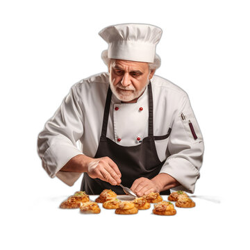 Chef preparing schnitzel isolated on transparent or white background, png