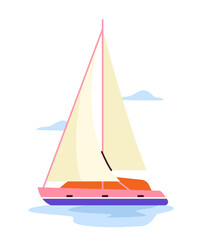 Croatia element concept. Yacht and nautical vessel. Sightseen of european country. Sailing and marine travel. Poster or banner. Cartoon flat vector illustration isolated on white background