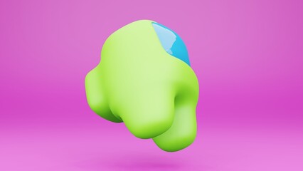 3D render Game Among Us. green body 