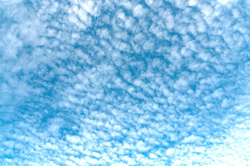 Cirrus clouds floating high in the sky..Blue sky with cirrus clouds floating across it. Beginning of winter, November.