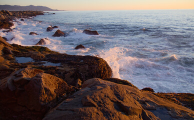 Sunset on the rocky California coast