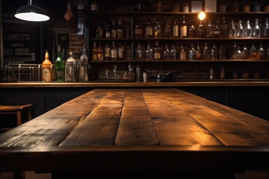 Solid wood bar in the bar