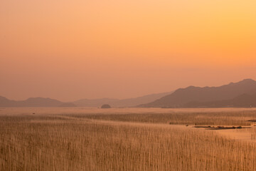 Shajiang Village, Shajiang Town, Xiapu County, Ningde City-Shajiang S Bay-Scenery of the fishing village beach facing the sky at sunset