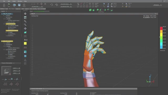 Creating a project of a robot hand using the modern software ui. System ui manufacturing a project of 3D robot limbs. Building a fully functional robot wrist using the project software ui. Engineering