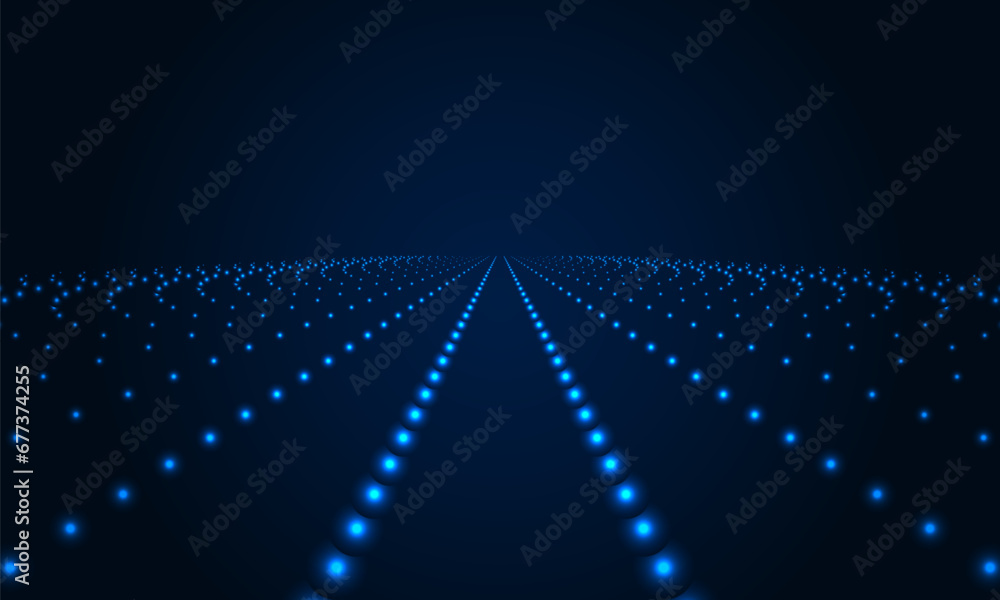 Aufkleber Digital technology particles network connection structure in dark blue abstract background. Hi tech particles network concept. Vector illustration