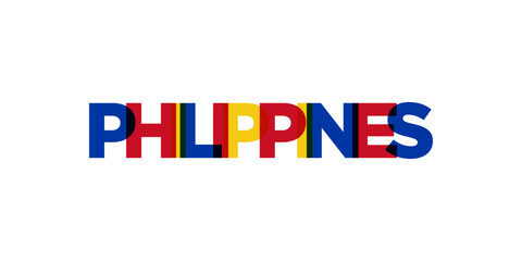 Philippines emblem. The design features a geometric style, vector illustration with bold typography in a modern font. The graphic slogan lettering.