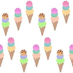 Cartoon seamless ice cream pattern for wrapping paper and fabrics and linens and kids clothes print