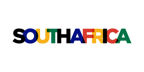 South Africa emblem. The design features a geometric style, vector illustration with bold typography in a modern font. The graphic slogan lettering. © SolaruS