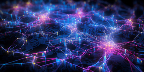 Naklejka na ściany i meble Digital Synapses: Futuristic Neural Circuitry with Electric Glows