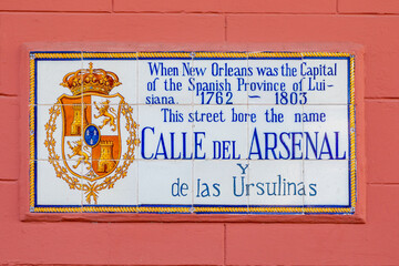 old street name Calle Burbon on tiles in the French quarter in New Orleans, Louisiana