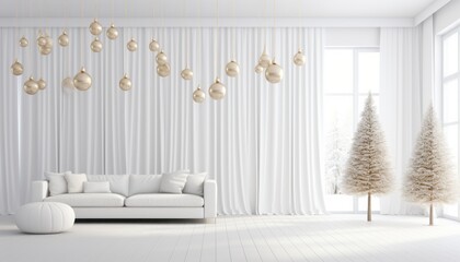 Festive christmas balls and decorations on a pristine white background   3d rendering