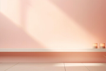 Beautiful versatile light pink empty background, with shadow light, for product presentation, space for text