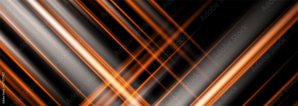 Poster vector black elegance abstract modern wide banner background with white and orange light and shiny d