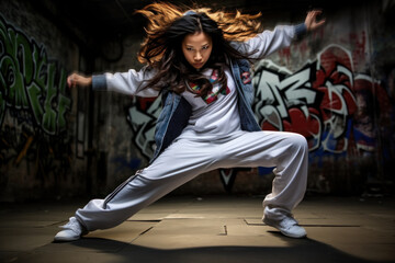 A girl breakdance dancer - obrazy, fototapety, plakaty