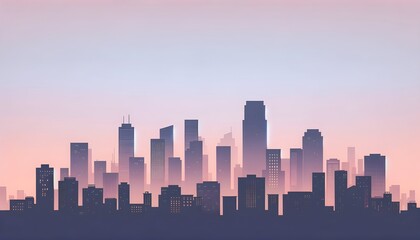 Obraz premium Urban Skyline at Dawn with Soft Pastel Sky