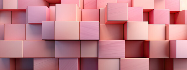 Pastel wooden blocks in pink tones assembled for a delicate and dreamy abstract backdrop.
