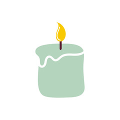 burning candle on a white background