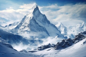 Fototapeta na wymiar Capturing the Breathtaking Winter Wonderland on Mountain Peaks