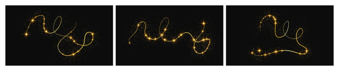 Gold glittering confetti wave and stardust