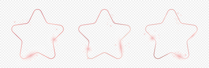 Rose gold glowing rounded star shape frame
