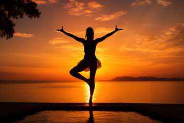 silhouette of a beautiful Yoga woman