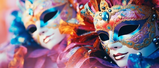 Colorful masks with bright background