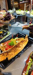 Restaurant in a five-star hotel in Turkey, fish assortment