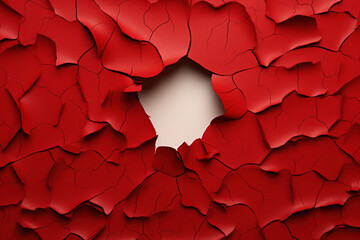 torn paper hole in red