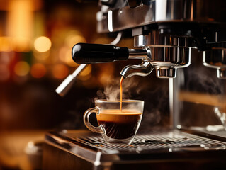 espresso machine pouring coffee into a glass