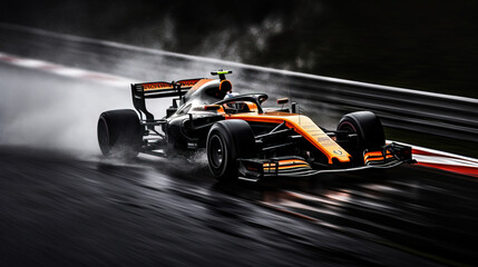 Sports racing car driving fast to realize the champion's dream
