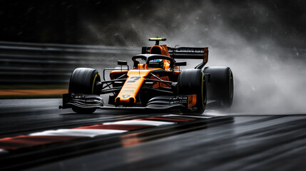 Sports racing car driving fast to realize the champion's dream

