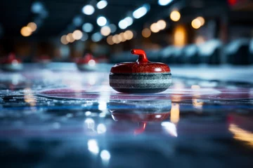 Foto op Plexiglas A curling stone on an smooth ice surface. © Hunman