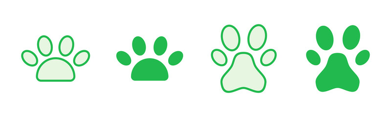Paw icon set. paw print icon vector. dog or cat paw