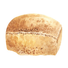 Illustration of white bread painted by watercolor
