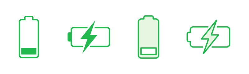 Battery icon set. battery charge level. battery charging icon