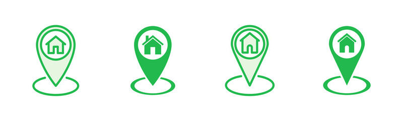 Address icon set. home location icon vector