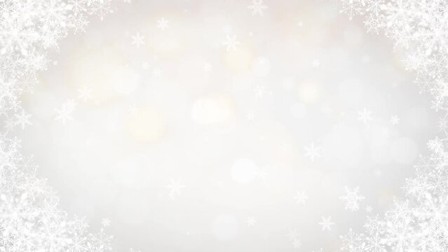 Crystals of falling snow. snowflake frame. white christmas background. loop video.(062)