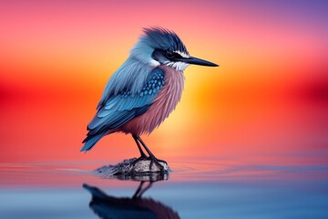 king fisher bird at sunset