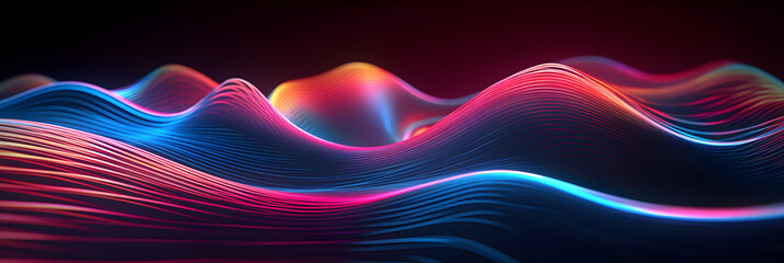 Dynamic Vibrant colorful light tail backdrop with lines, dots and waves, luminance abstact pattern with streaking lights and modern spectrum, abstract futuristic neon art