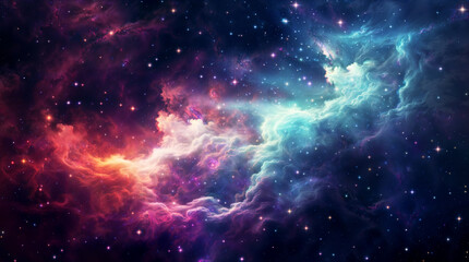 Naklejka premium Beautiful colorful galaxy clouds nebula background wallpaper, space and cosmos or astronomy concept, supernova, night stars hd