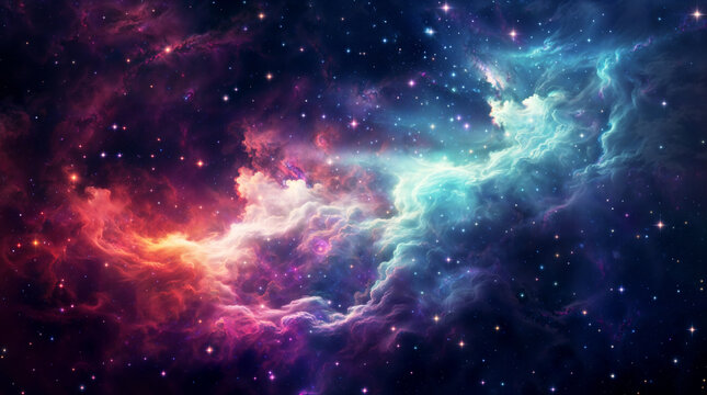 Beautiful colorful galaxy clouds nebula background wallpaper, space and cosmos or astronomy concept, supernova, night stars hd