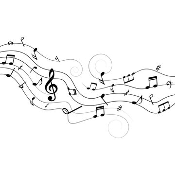 Abstract music background, musical notes and symbols, vector illustration.