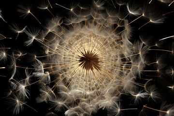 Dandelion seeds dispersing in a vortex