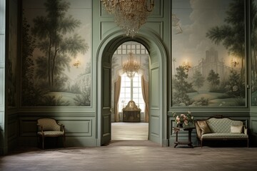 Elegant wallpaper in a preserved mansion