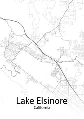 Fototapeta na wymiar Lake Elsinore California minimalist map