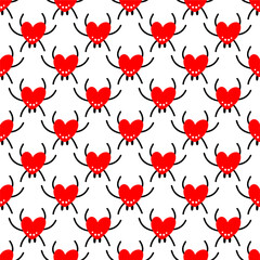 Seamless background with red spiders. Design for Valentine,