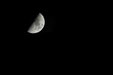 Half moon against dark night sky