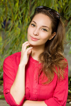 Beautiful friendly young brunette.
